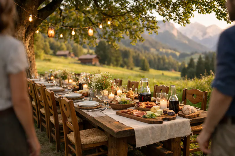 Gedeckte Tafel im Garten